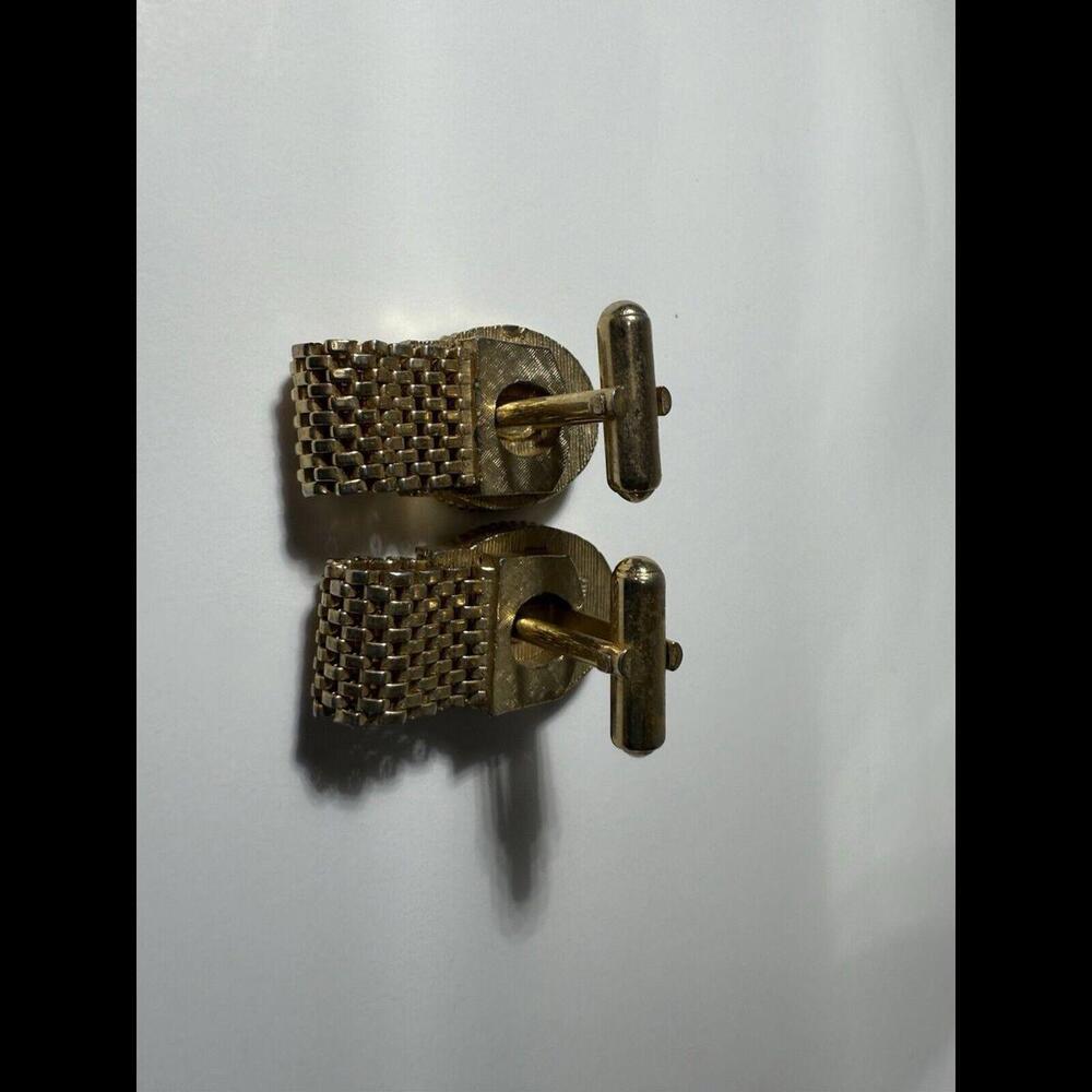 Blue‎ Rhinestone Wraparound Mesh Watchband Vintage SWANK Cuff Links - Picture 5 of 7